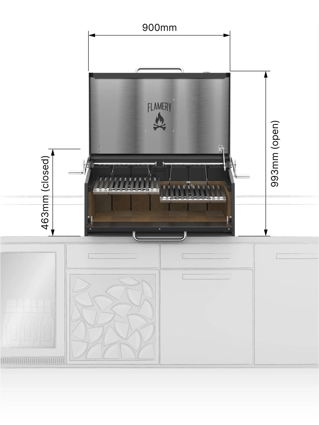 Flamery Small Asado BBQ with 50/50 Split Grill