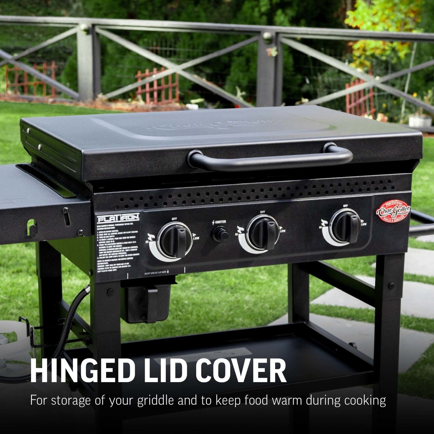 Char-Griller 3 Burner Flat Iron Gas Griddle Plancha BBQ