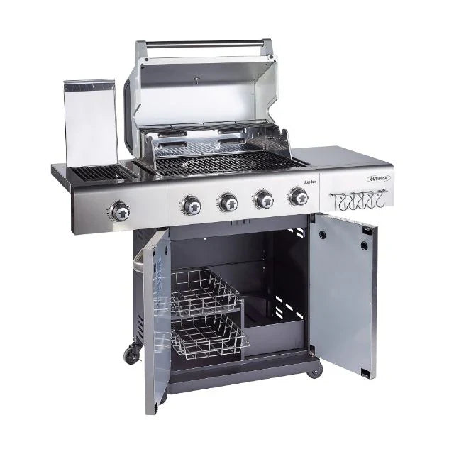 Jupiter 4 Stainless Steel Hybrid BBQ with Cover, Pizza Stone and Griddle