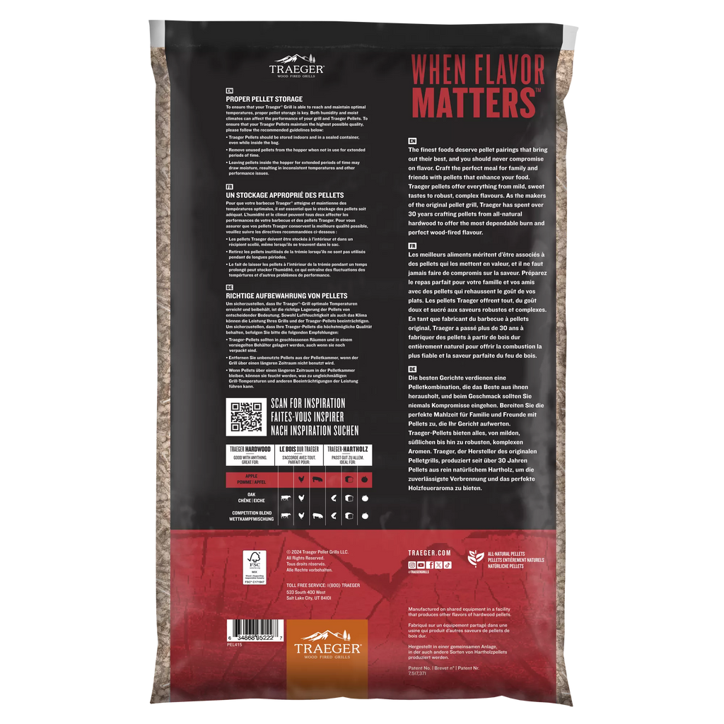 Traeger 9kg Apple Wood Pellets FSC