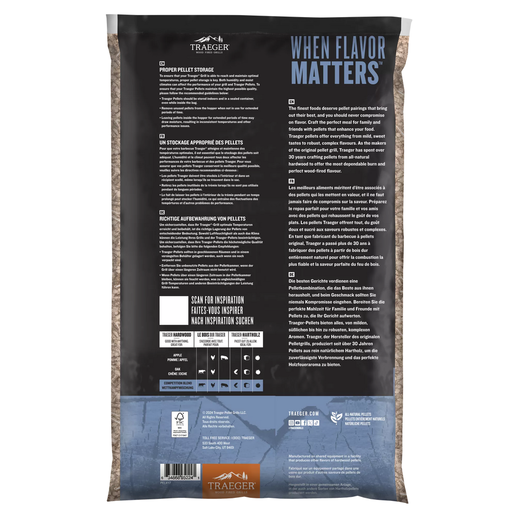 Traeger 9kg Competition Blend Wood Pellets FSC