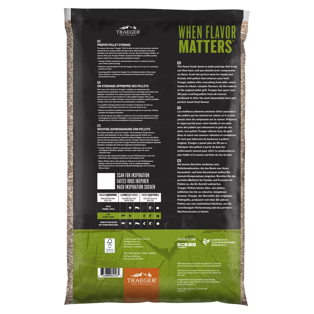 Traeger Oak Wood Pellets FSC 9kg
